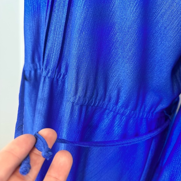 VINTAGE 1970s Royal Blue Midi Dress US M - Picture 4 of 8